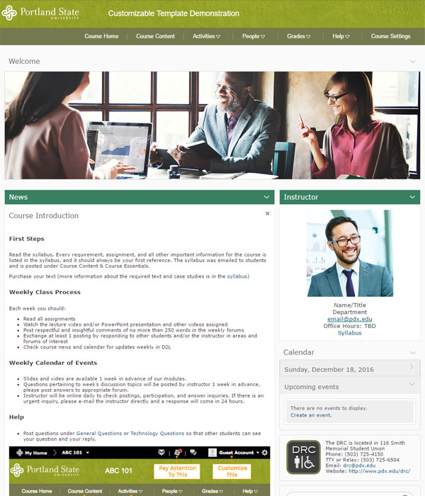 d2l template 2016 homepage