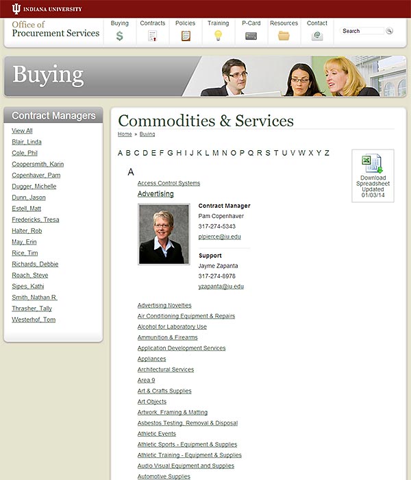 Procurement Services Website Subpage